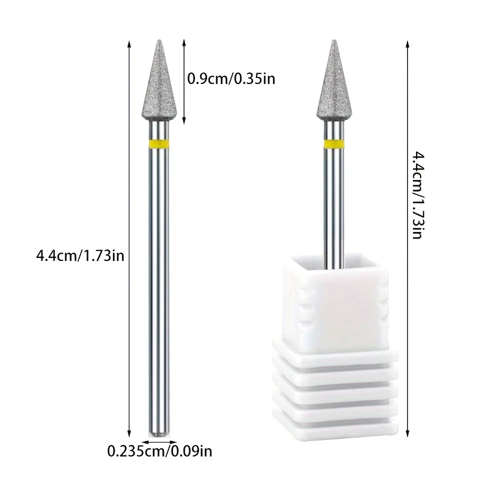 1/2/3 قطعة مسمار الفن مثلث صغير رأس مطحنة الماس رأس مطحنة تلميع رئيس مسمار التشذيب لإزالة الجلد الميت مسمار