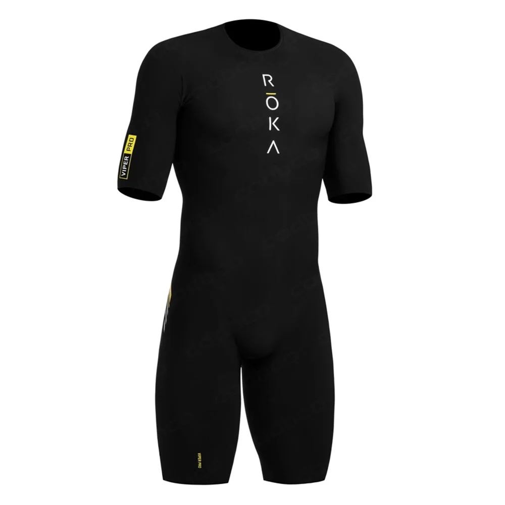 Summer ROKA Triathlon Skinsuit Men's Short Sleeve Tights Cycling Suit MTB Ropa Ciclismo Elastic Bike Running Swimming Bodysuit