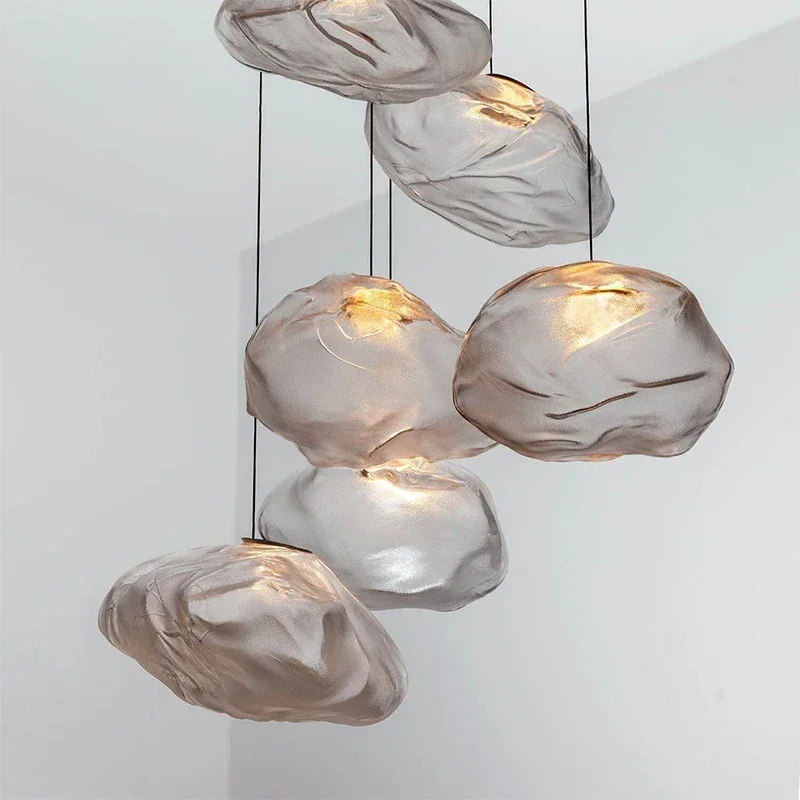 Imagem -02 - Modern Design Cloud Glass Pendant Light Indoor Decor Fixture Smoky Grey Art Pendurado Lâmpada Sala de Estar Cozinha Coffee Bar