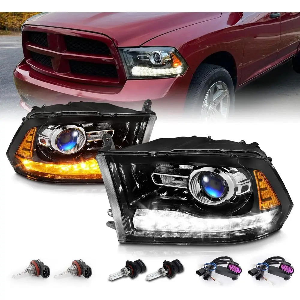 

Комплект светодиодных фар-проекторов Switchback с полированной черной отделкой для Dodge Ram 1500, 2500, 3500 (оба модели) 2009-2018 гг.
