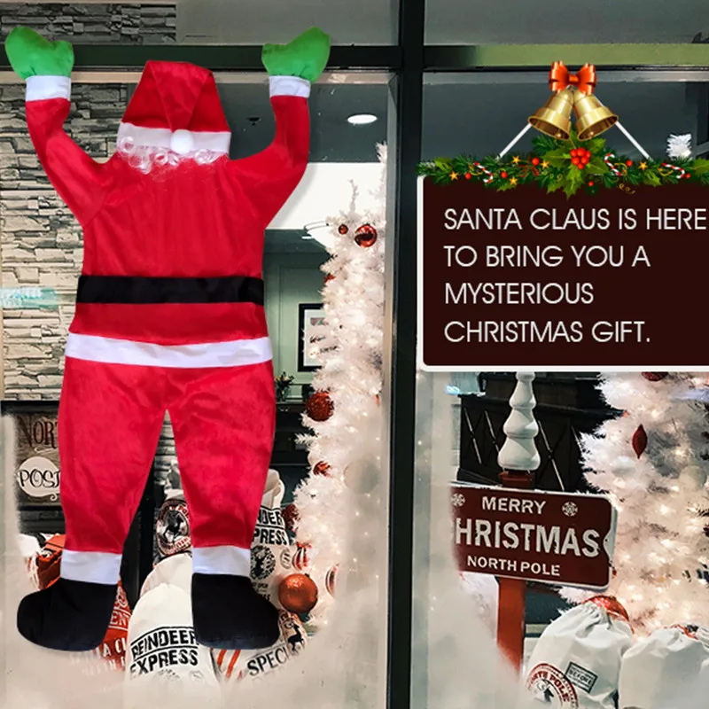 2023 New Santa Claus Climbing Wall Decoration Clothes Hanging Gifts Holiday Gifts Christmas Ornaments Navid Flannel Santa Claus