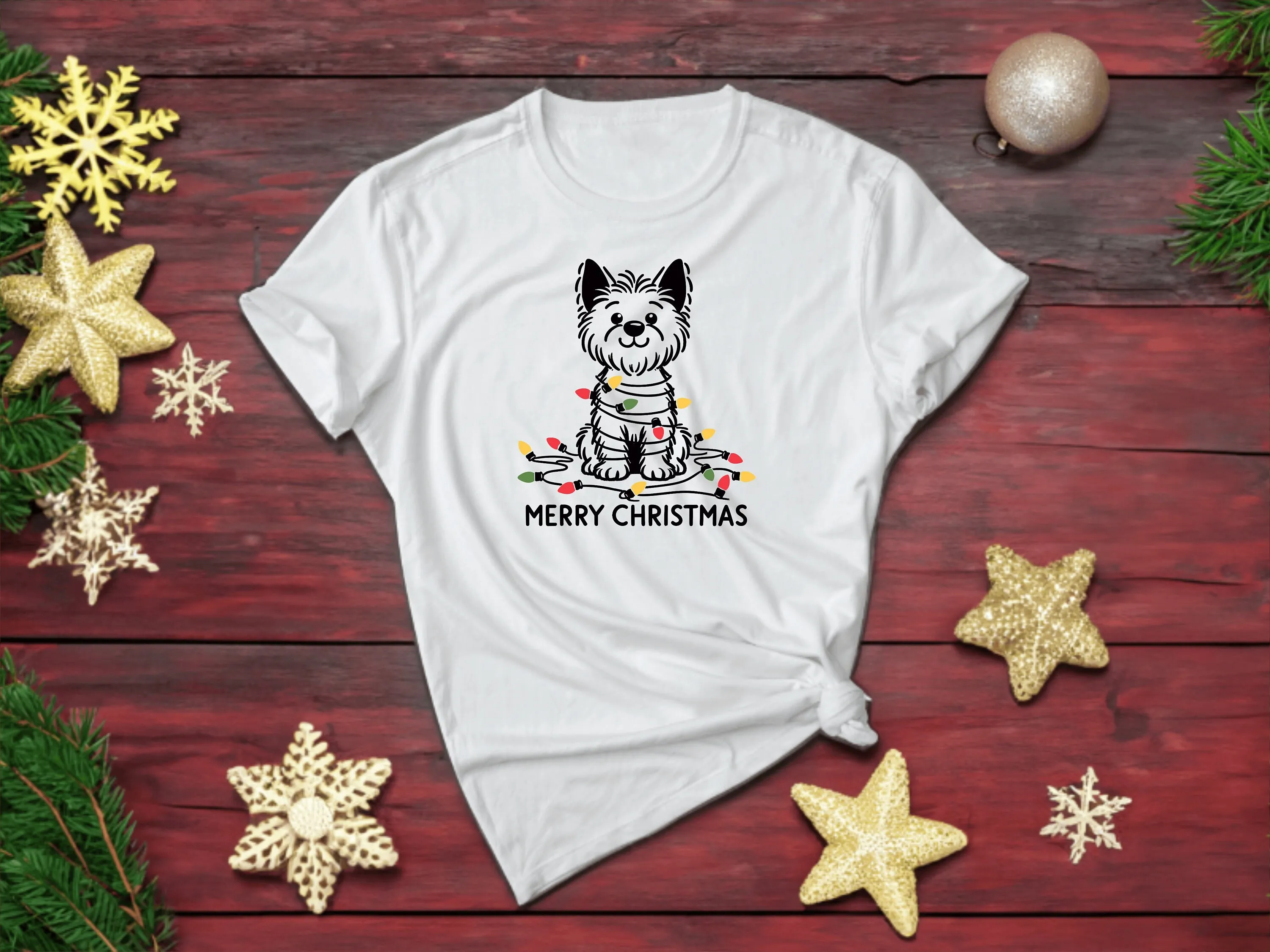 Affenpinscher T Shirt Dog Lover Christmas Top Holiday Pet Owner Xmas Lights Festive Winter