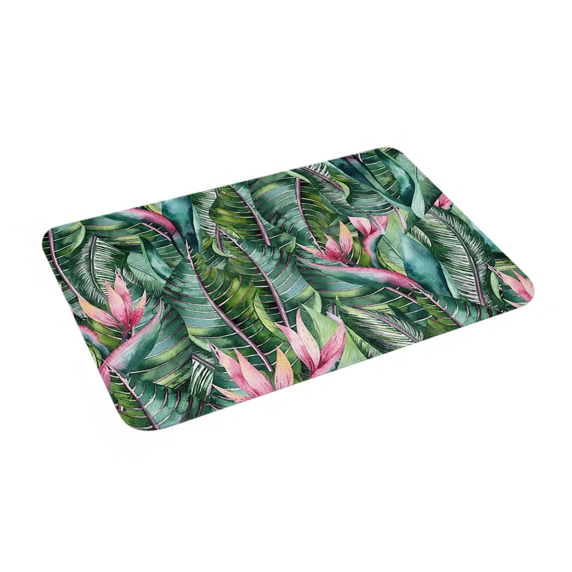 

Tropical Banana Leaf Print Non-slip Doormat Floor Mat Washable Carpet Rug for Kitchen Entrance Home Bathroom Footpad Mats