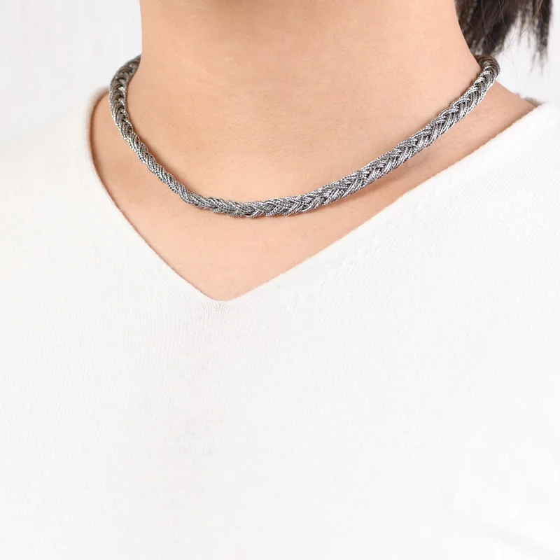 Uglyless Multiple Silver Threads Twists Bracelets Necklaces Women Cool Neutral Jewelry Sets 925 Sterling Silver Tassels Chokers