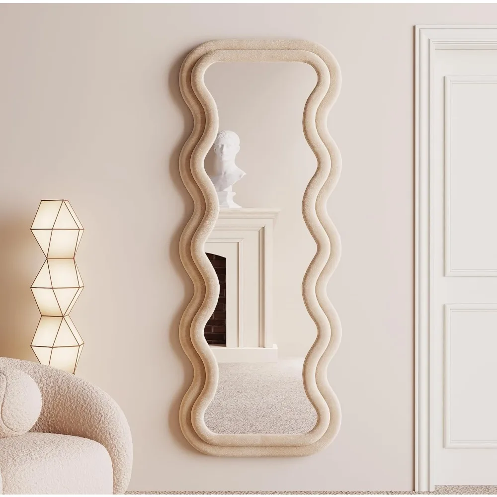 

Full Length Irregular Wavy Mirror 63x24, Arched Floor Mirror Standing Hanging or Leaning Against Wall for Bedroom