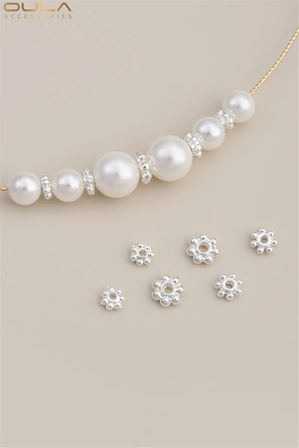 925-plated Thick Silver Snowflake Sheets Silver Spacer Sheets Hand-strung Beads Spacer Accessories Diy Handmade Jewelry Material