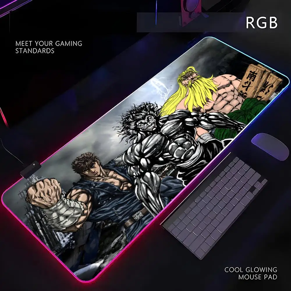 

Коврик для мыши Baki the Grappler RGB с LED-подсветкой, игровой коврик для мыши, периферийное устройство, коврик для компьютерного стола, XL коврик для мыши и клавиатуры