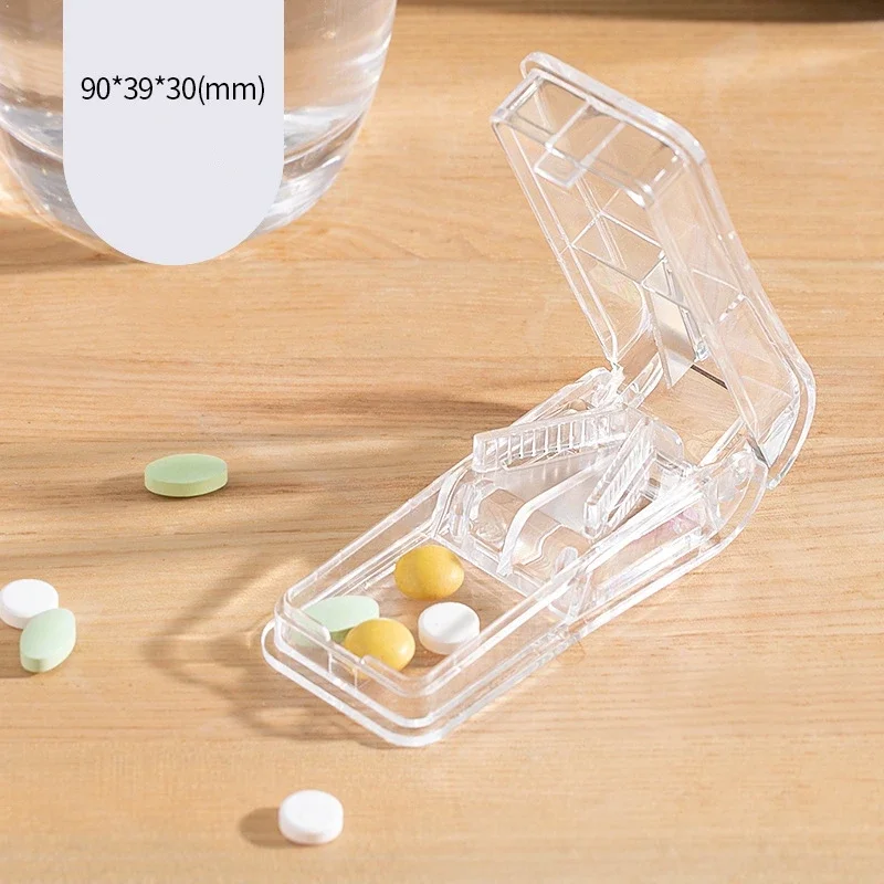 Portable Drug Box Medicine Pill Cutter Box Useful Grinder Splitter Medicine Pill Holder Tablet Cutter Splitter Divider Pill Case