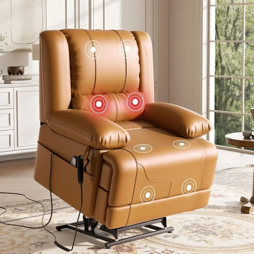 

Reclining Sofas Dual Motor Power Lift Recliner Chair with Massage and Heating Fluffy Armchair