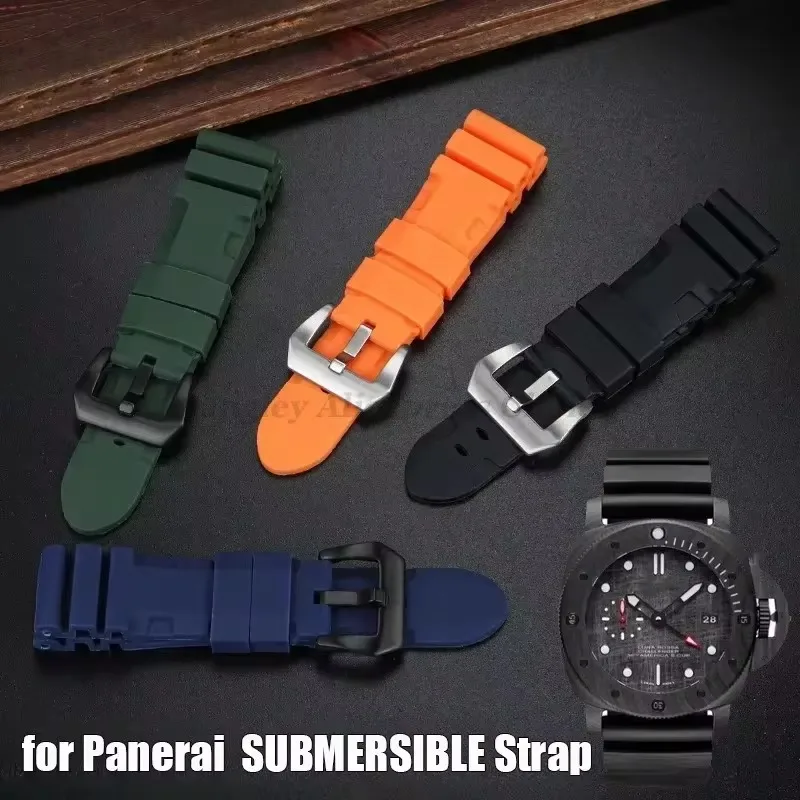 Silikon-Uhrenarmband für Panerai SUBMERSIBLE PAM441 359 Pa111 Serie, weiches Kautschukarmband, 22 mm, 24 mm, 26 mm, Herrenarmband-Zubehör