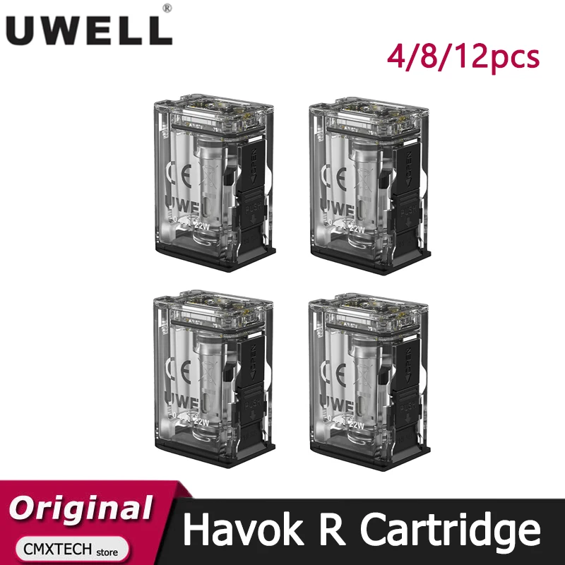 4/8/12pcs Original Uwell Havok R Pod Cartridge 3ml Side Filling with 0.6ohm Coil For E Cigarette Havok R Pod Kit Vaporizer