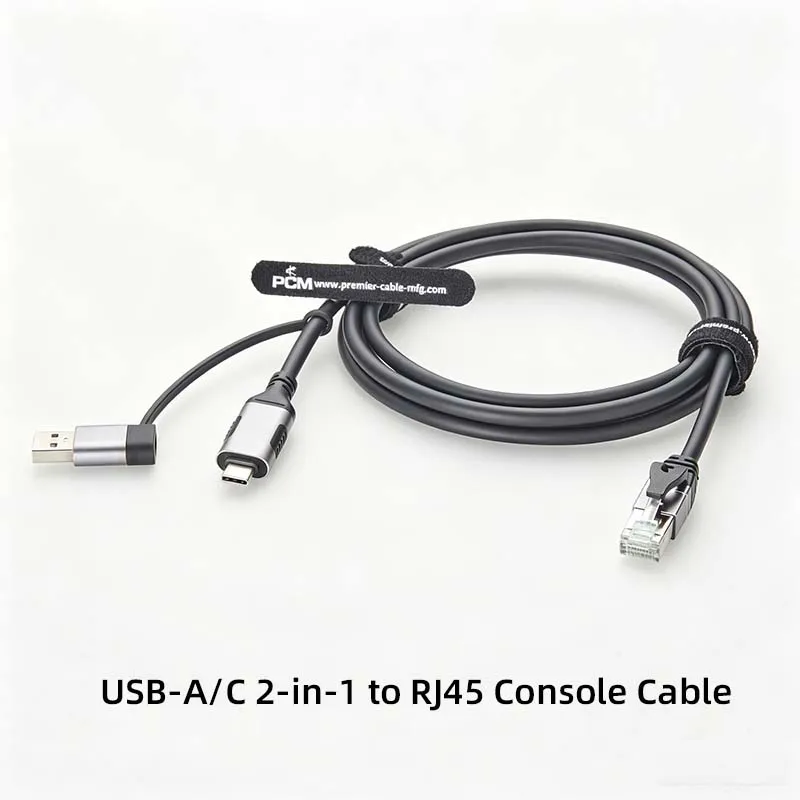 2-in-1 Dual-Port USB-A/USB-C to RJ45 Console Loopback Cable for Network Device Management
