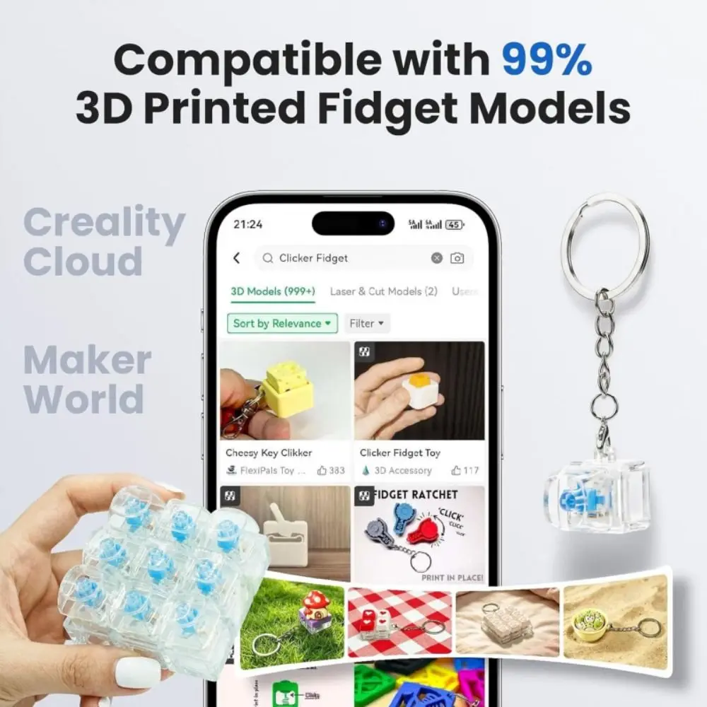 30/50PCS POM Keyboard Switch Tester Dustproof Blue Switch Clicky Tactile Feedback Fidget Keychain Transparent Tester Base