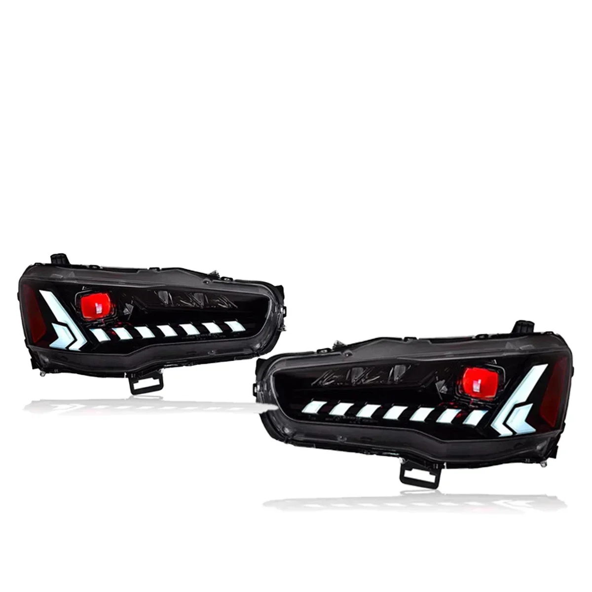 

New LED Headlight Upgrade Modified Full Head Lamp For Mitsubishi Lancer EVO 2009-2016 Turn Signals Daytime Running Lights