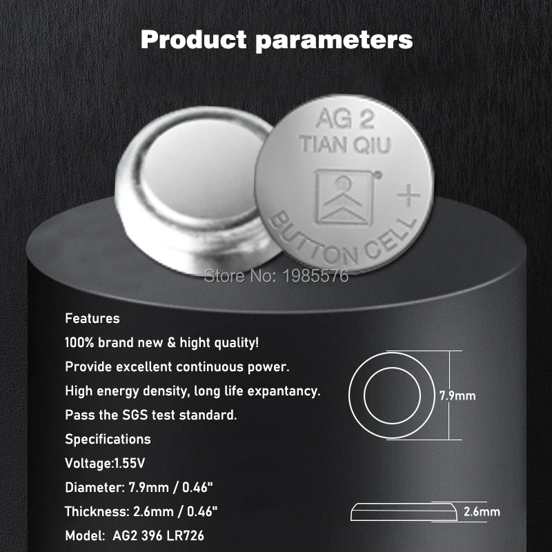 10 قطعة/الحزمة LR726 396 AG2 زر البطارية SR726 196 الخليوي عملة البطاريات القلوية 1.55V SG2 SR9 726 LR59 للعب ومشاهدة عن