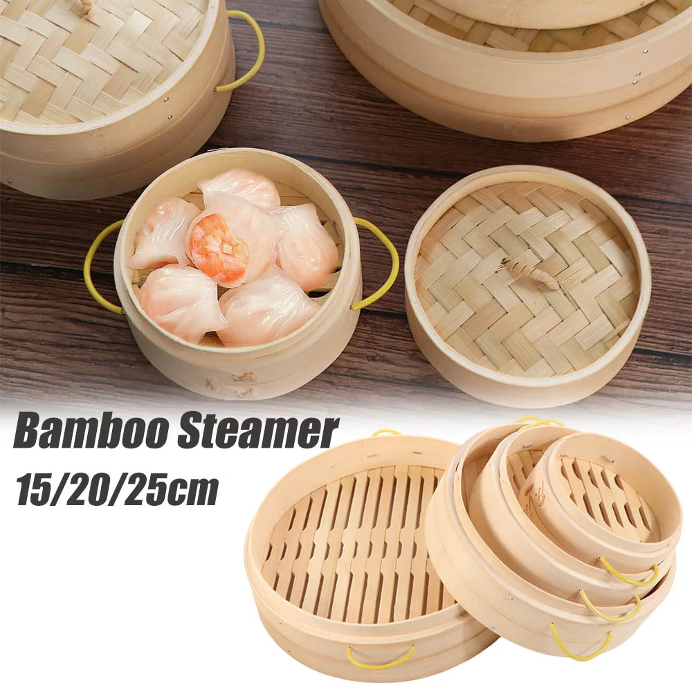 Healthy Anti-scald Cover Buns Making Fish Vegetables Cookware Cage Basket Kitchen Tool Bamboo Steamer