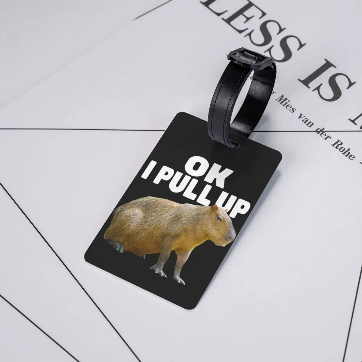 Custom Ok I Pull Up Capybara Luggage Tag Travel Bag Suitcase Privacy Cover ID Label