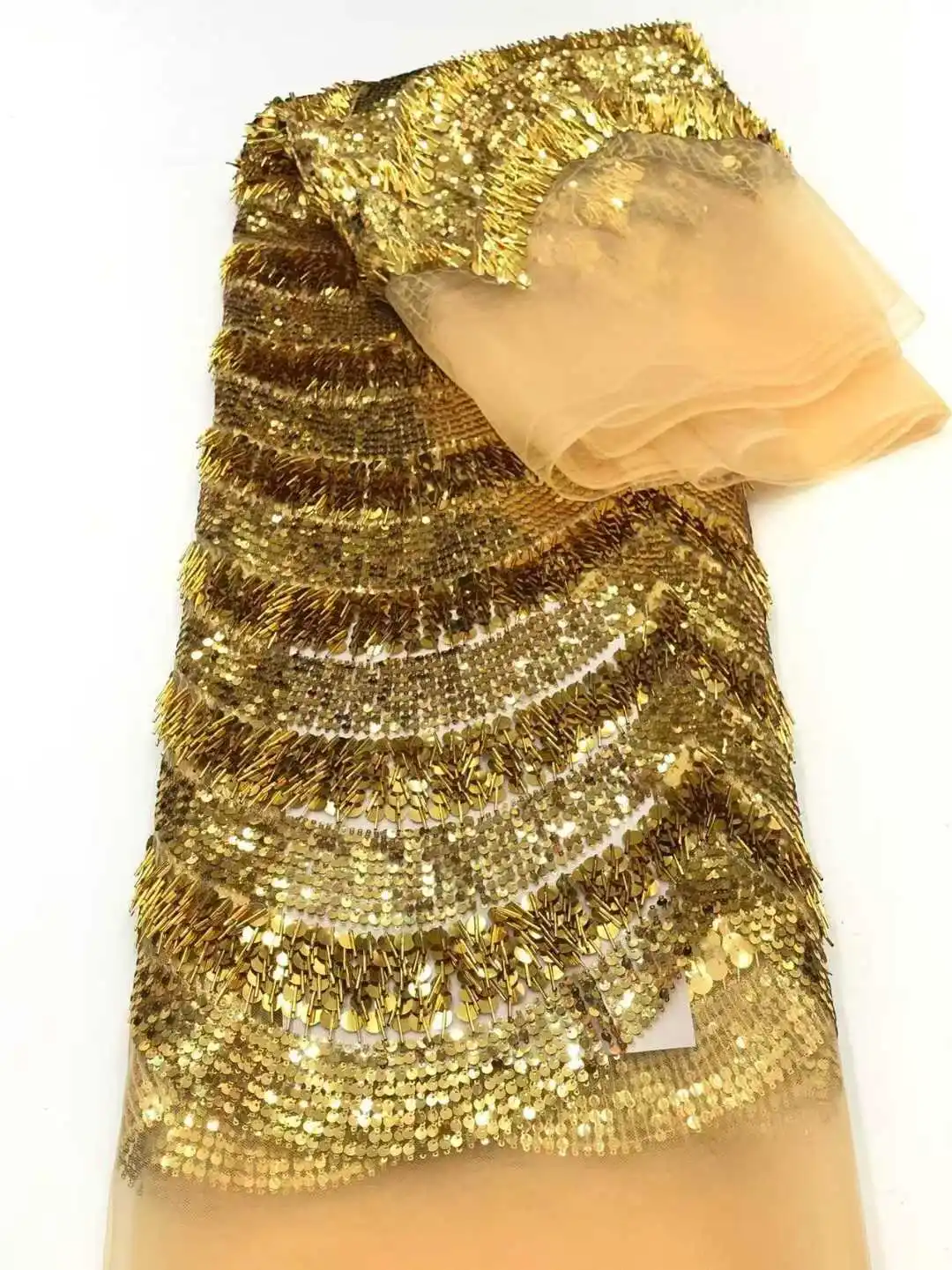 Nieuwste Afrikaanse bruidegom kant stof Franse Tule kant stoffen 5 yards Nigeriaanse 3D pailletten stof voor feestjurk