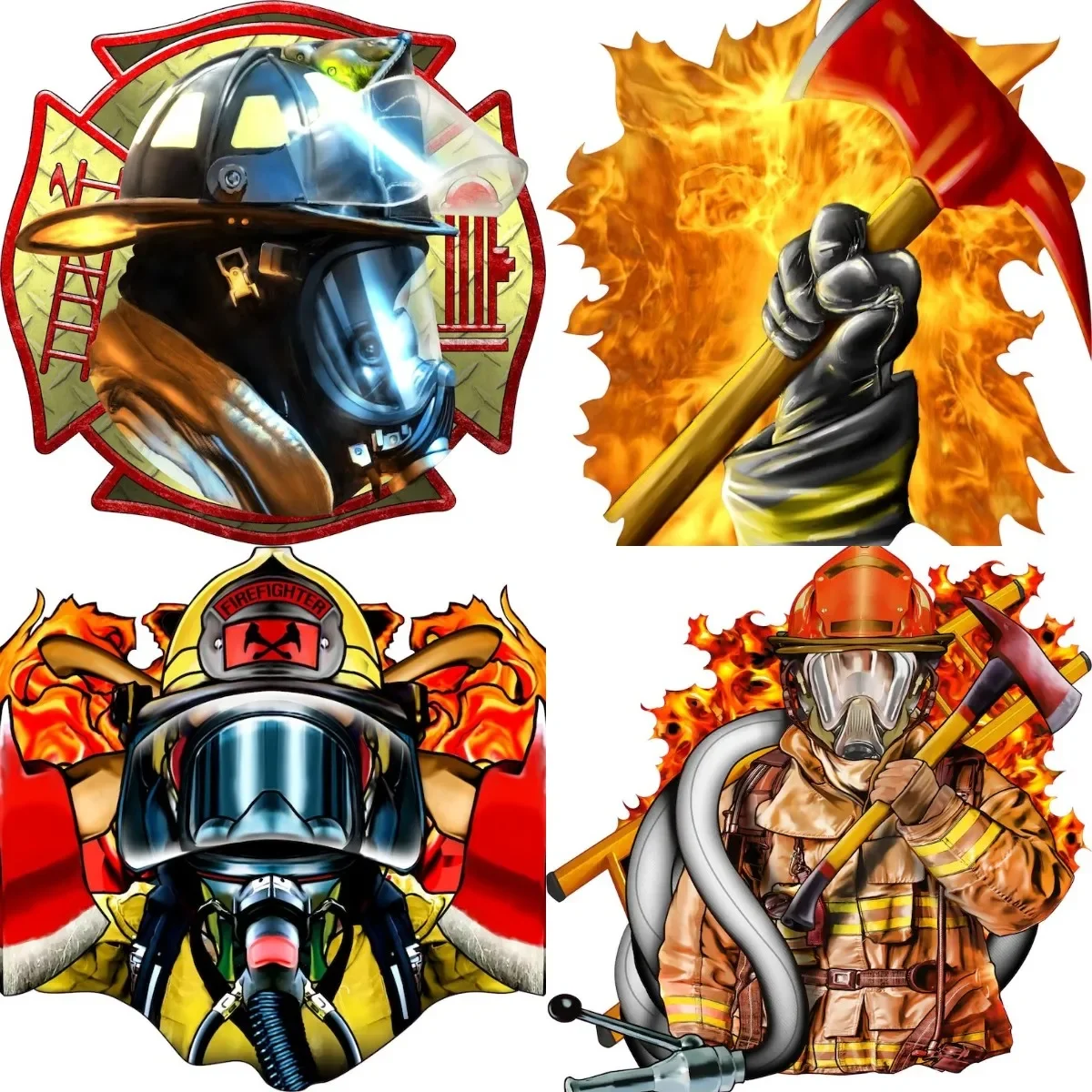 

Fire Department Decal Full Color Firefighter with Axes Decal FD Sticker Support Firefighter Laptop Sticker