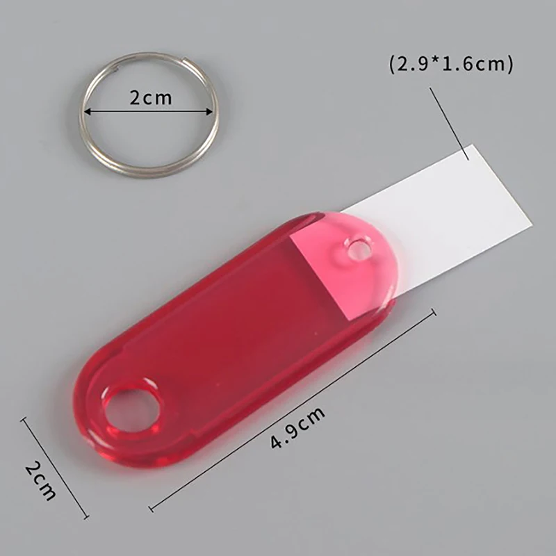 Lot de 10 porte-clés en plastique transparent avec anneau fendu, étiquette et fenêtre de présentation double face pour kit de porte-clés DIY, matériel artisanal