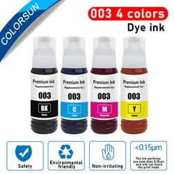 Colorsun Dye ink 003 Refill ink kit for Epson L1110 L1210 L1216 L1250 L1256 L3100 L3101 L3106 L3110 L3210 L3150 L3250 L5190