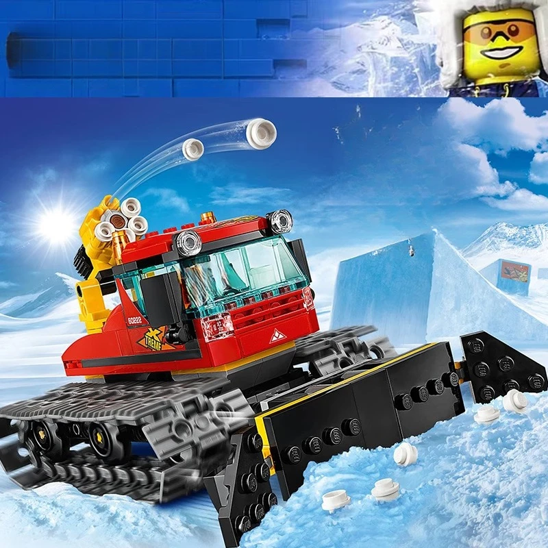 Kompatybilne zestawy MOC Seria Miejska Klocki Konstrukcyjne Śnieżny Ciężarówka Śnieżna z Łopatą Zimowa Ciężarówka Gąsienicowa Zabawki dla Dzieci Prezenty do Składania 60222