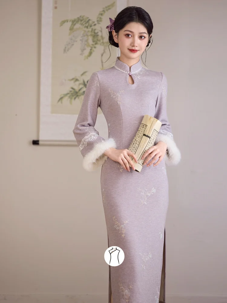 

Фиолетовая теплая кофта Ele Purple Dr Young с флисовой подкладкой, длинными рукавами, воротником-стойкой, для повседневной носки