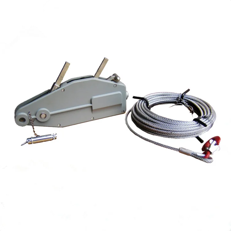 1.6 tons manual winch hand-pulled cable pull hoist aluminum wire rope lever hoist