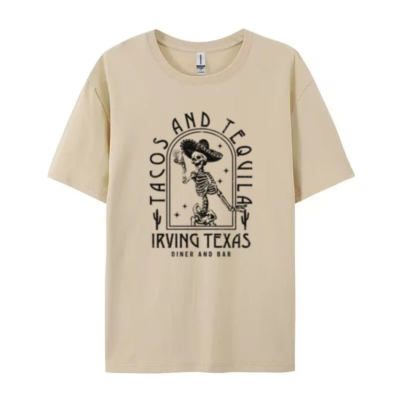 المكسيكي الهيكل العظمي التاكو تيكيلا تي شيرت المرأة الغربية خمر بوهو الكحول شرب تي شيرت لطيف مضحك عشاق قميص للجنسين بلايز #3
