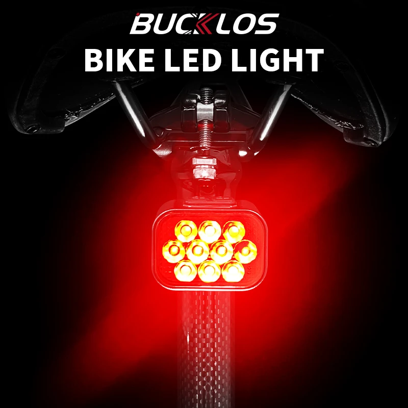 10 LED Bike Ront/Rear Light Type-C USB Recharge Bicycle Taillight 9 Models MTB Road Bike Lamp High Brightness Cycling Flashlight