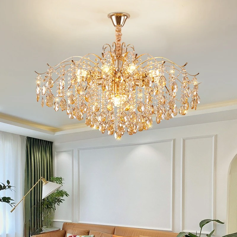 Light luxury high-end crystal chandelier bedroom living room high-end dining room light aisle chandelier