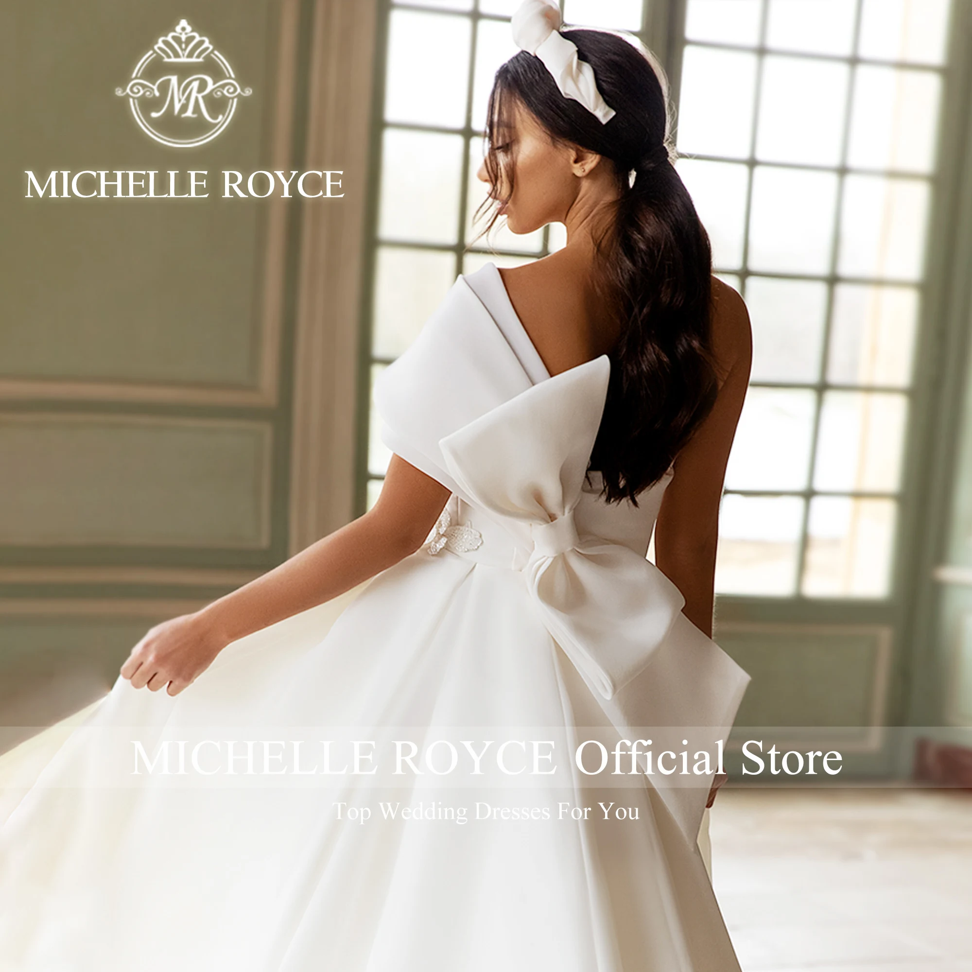 Michelle Royce Fashion Wedding Dresses For Women 2023 Elegant One Shoulder Thigh Split Chic Wedding Gown Vestidos De Novia