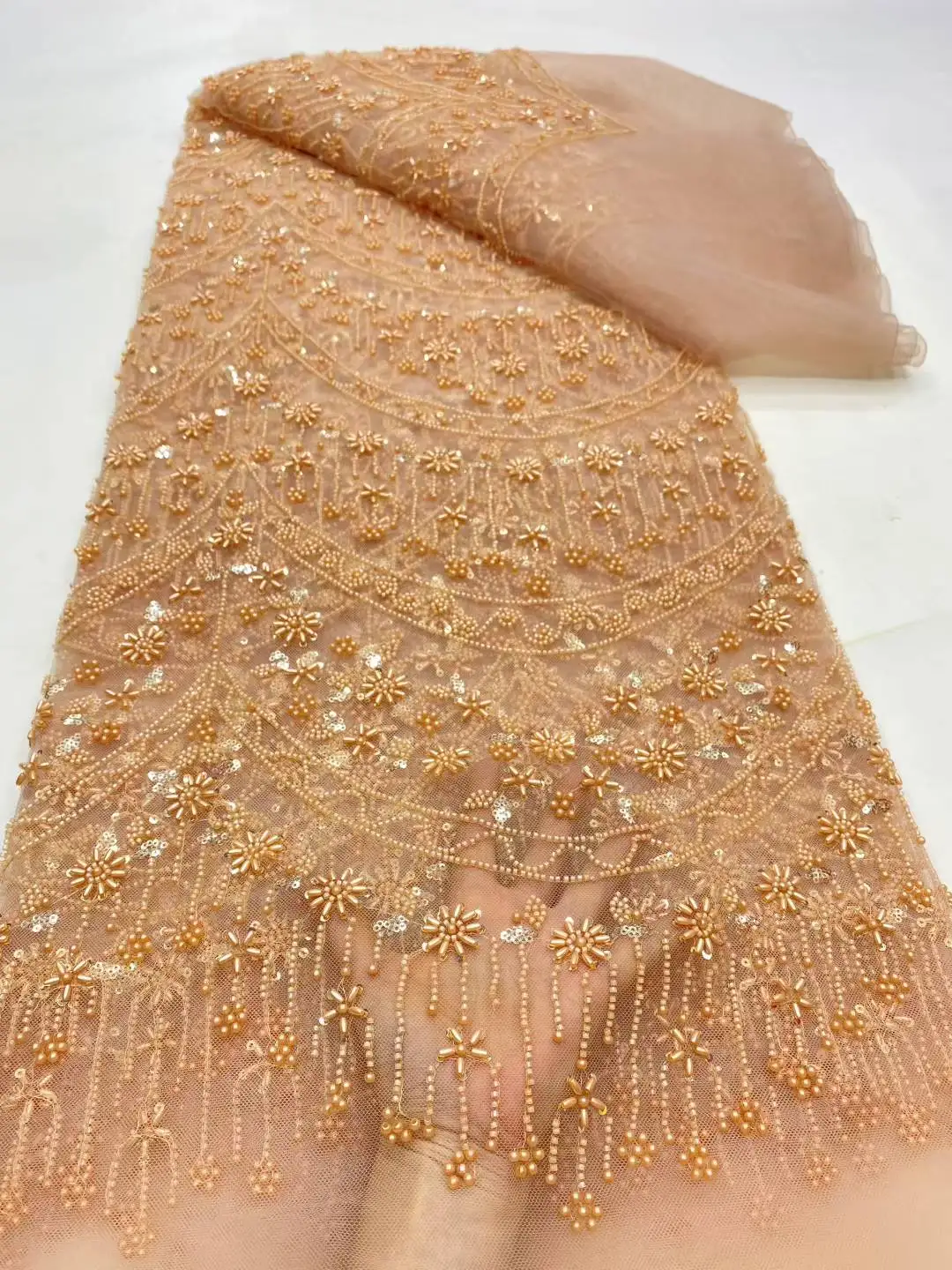 Африканская кружевная ткань с тяжелыми бусинами, 2021, высокое качество, нигерийский тюль с блестками, французский тюль, материал для свадебной вечеринки