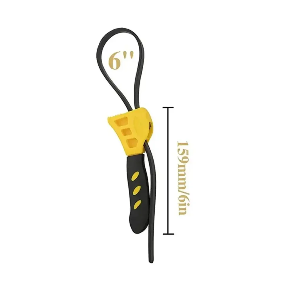 Kunci Pas Multifungsi dengan Tali Karet yang Dapat Disesuaikan, Alat Pembuka Kunci Pas untuk Kaleng, Pipa, Filter Oli, Pembongkaran 6 inci