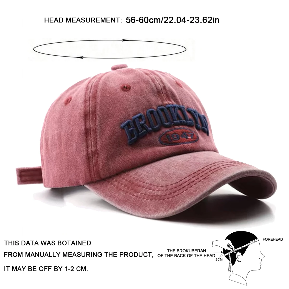 Unisex BROOKLYN Embroidery Wash Baseball Caps Spring and Autumn Outdoor Adjustable Casual Hats Sunscreen Hat