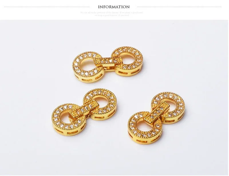 3pcs 18k gold plated CZ micro pave circle clasp for jewelrymaking 10x18mm
