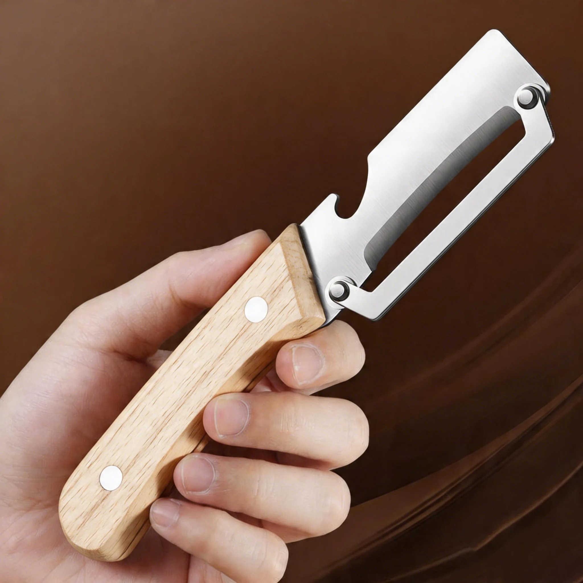 1/3/5/10-piece stainless steel peeler with wooden handle, for peeling and slicing fruits and vegetables – kitchen cooking access