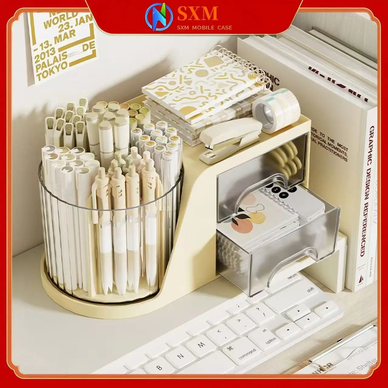 

Настольный вращающийся тюбик для хранения кистей для макияжа, полка для косметики, канцелярские товары, держатель для ручек, ящик для хранения