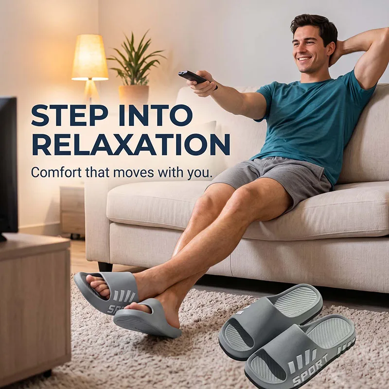 House Living Fashion Slippers For Men Indoor Outdoor Sandals Beach Flip Flop Thick Sole Male Slides Summer Non-Slip Men Shower Slipper