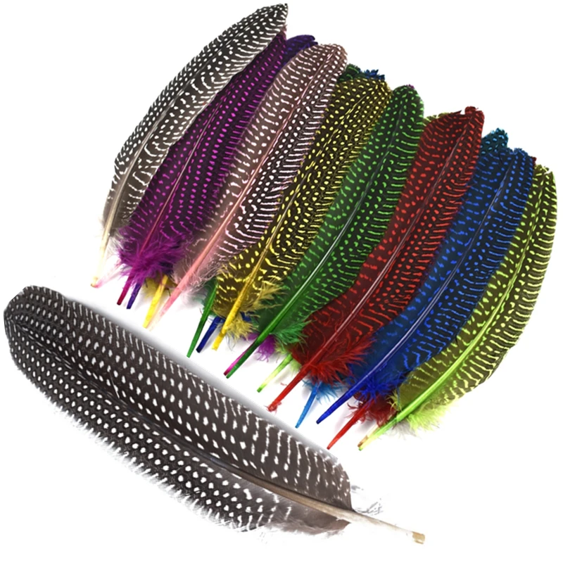 Colored Natural Pearl Guinea Fowl Feathers for Jewelry Making Spotted Chicken Feather Jewelry Handicrafts Accessories Decoration