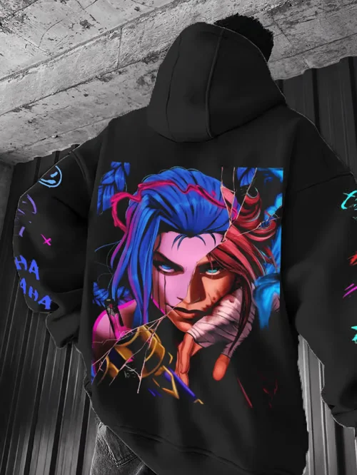 Anime Gioco Arcane Jinx 3d Stampa Felpa con cappuccio Uomo Donna Moda League of Legends Felpe con cappuccio Felpa Ragazzo Cappotto Donna Felpe Vestiti