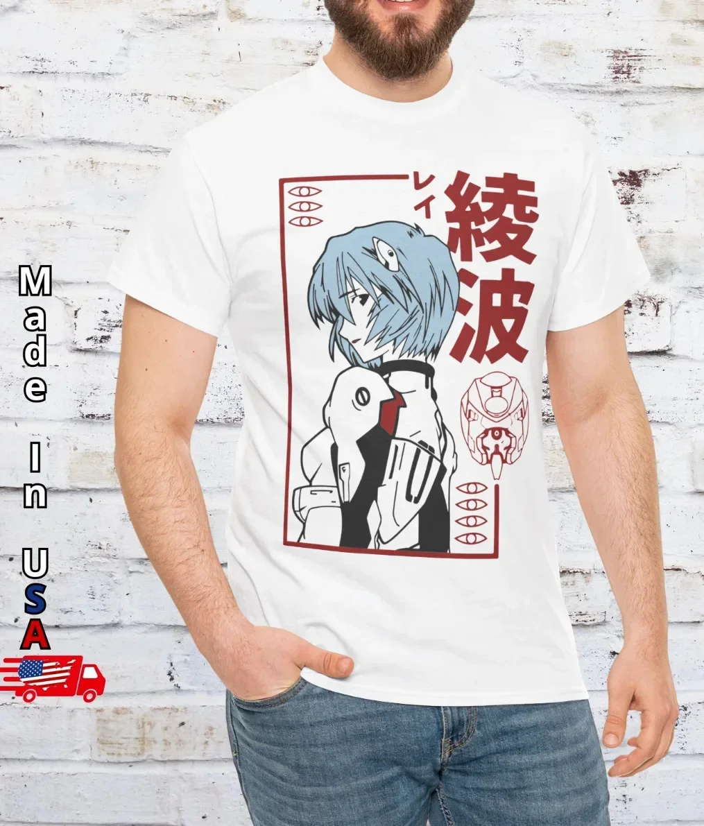 Rei Ayanami T Shirt Waifu Girl 90s Anime Manga Japanese Tee Cosplay Clothing