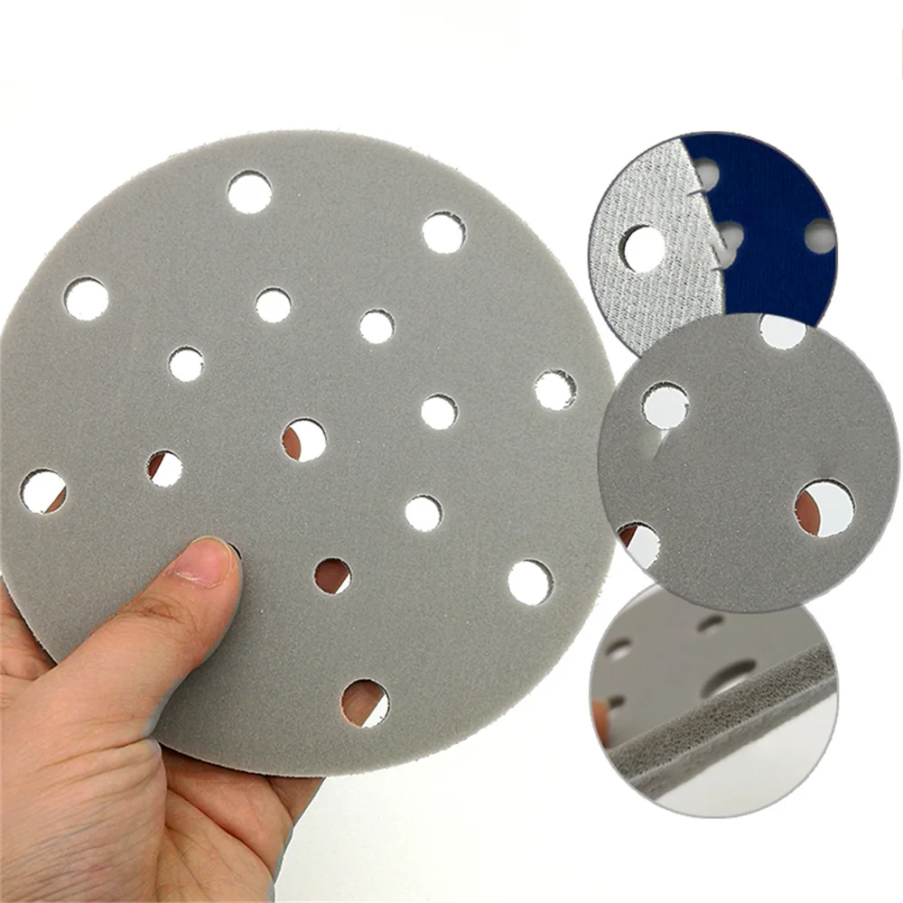 6 "Inci 17 Lubang Berkelompok Spons Pengamplasan Disk Amplas Basah dan Kering Kait Loop 300-3000 Grit untuk Memoles & Menggiling 150MM