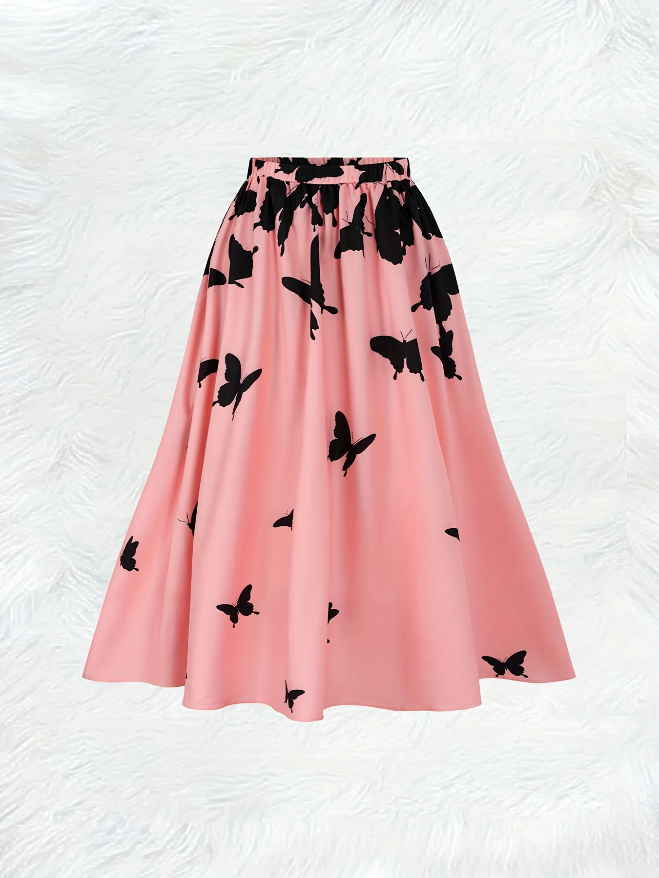 Printed Design Four season butterfly print pink short skirt vacation style half skirt