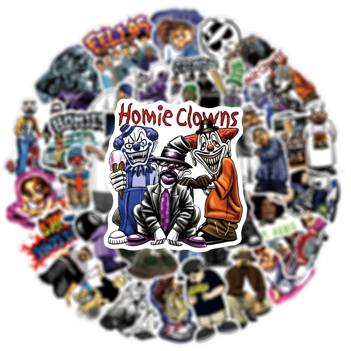 50pcs Street Clown Homie Stickers custodia per telefono valigia chitarra adesivo retrò materiale Scrapbooking fai da te accessori per diario Vintage