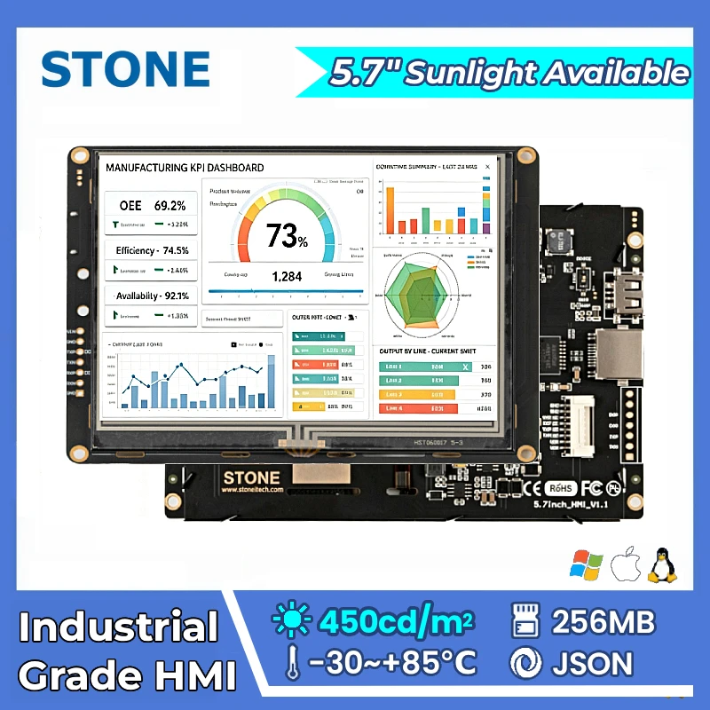 STONE A 5.7 inch Industrial HMI Display Panel TFT LCD with None Touch Screen RS232/RS422/RS485/TTL 640*480 for Arduino