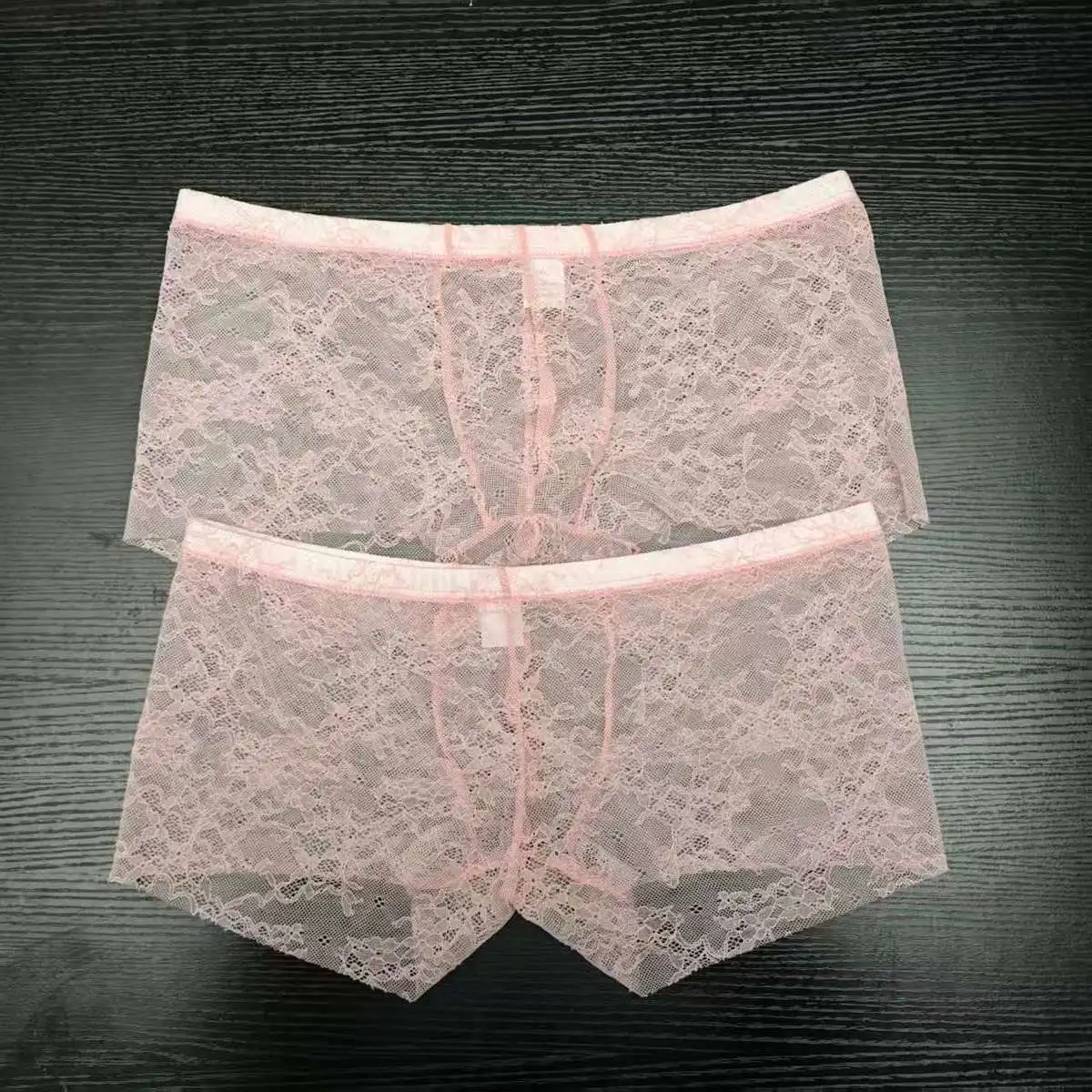 

2PCS PACK Man's Pink Lace Brief Boxer BF Gifts Live Show Dance Costumes DJ Club Bar FKK Party Harajuku Thai LGBQT