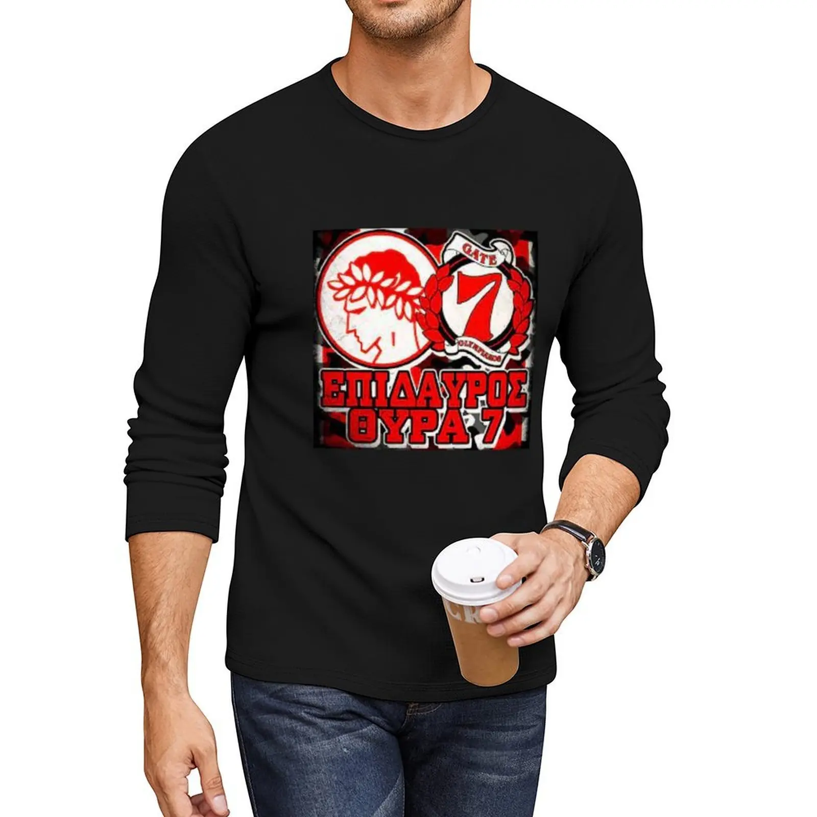 

Olympiacos Gate 7 Long T-Shirt tees shirts graphic tees custom t shirts funny t shirt plain black t shirts men