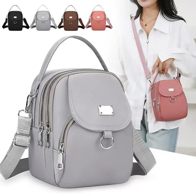 

1PC Lady Casual Messenger Bag, Solid Color Multi-function Purse, Multi-layer Lightweight Oxford Handbag, Suitable for Going out
