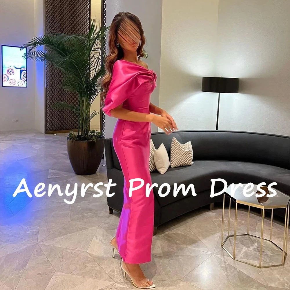 Aenyrst-vestidos de noche con hombros descubiertos, vestido de baile de graduación dividido de satén de sirena, largo hasta el tobillo, vestidos de fiesta de cena